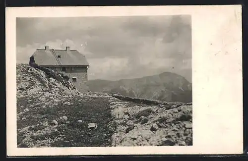 AK Schneealpenhaus, Blick auf Berghütte