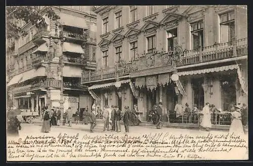 AK Berlin, Strasse unter den Linden mit Cafe Bauer