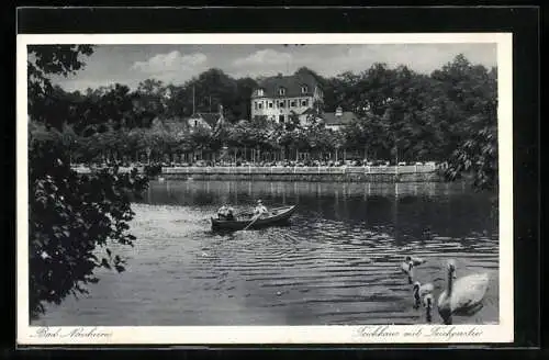 AK Bad Nauheim, Gasthaus Teichhaus mit Teichpartie