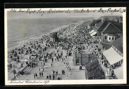 AK Westerland a. Sylt, Nordseebad, Strand und Promenade