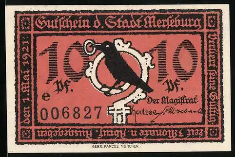 Notgeld Merseburg 1921, 10 Pfennig, Wilhelm der Geigenherzog