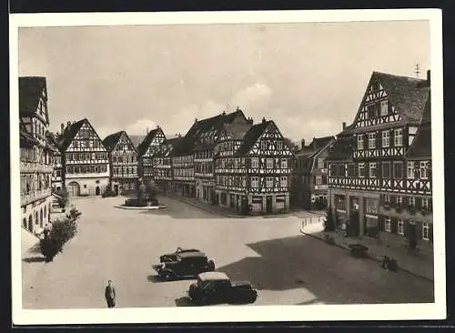 AK Schorndorf / Württ., Oberer Marktplatz im Sonnenlicht