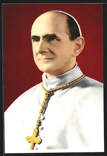 AK Portrait von Papst Paul VI. mit Kreuzkette