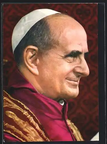 AK Portrait von Papst Paul VI. mit Kopfbedeckung