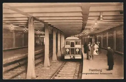 AK Hamburg, Untergrundbahnhof Rathausmarkt, U-Bahn