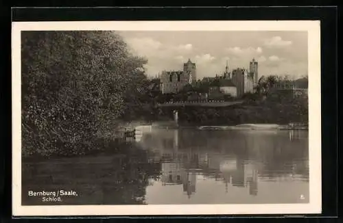 AK Bernburg /Saale, Schloss mit Teich