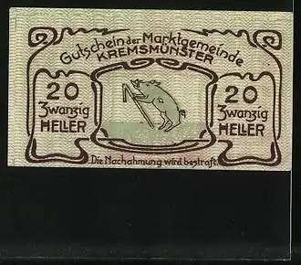 Notgeld Kremsmünster 1920, 20 Heller, Sternwarte, Eber