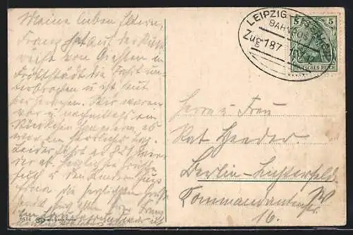 AK Bahnpoststempel Leipzig-Eisenach, Zug 187