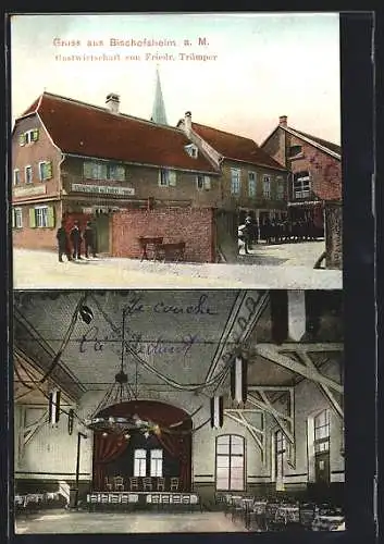 AK Bischofsheim / Main, Gasthaus Friedrich Trümper, Innenansicht