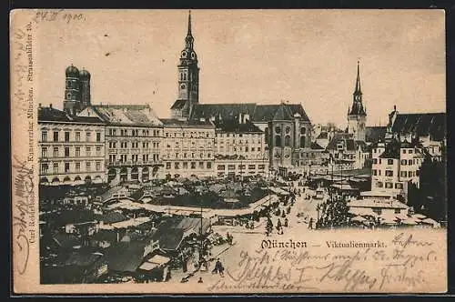 AK München, Viktualienmarkt mit Kirche