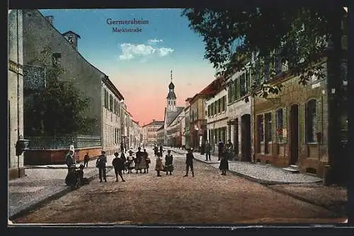 AK Germersheim, Marktstrasse mit Kindern