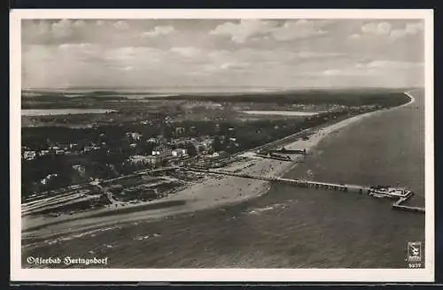 AK Heringsdorf / Ostseebad, Gesamtansicht, Fliegeraufnahme