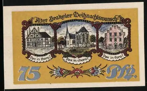 Notgeld Brakel /Höxter 1921, 75 Pfennig, Der Alte Brakeler Weihnachstwunsch