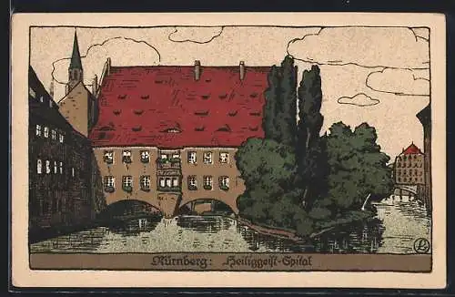 Steindruck-AK Nürnberg, Partie am Heiliggeist-Spital