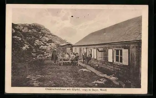 AK Osserschutzhaus, Berghütte mit Gipfel im bayrischen Wald