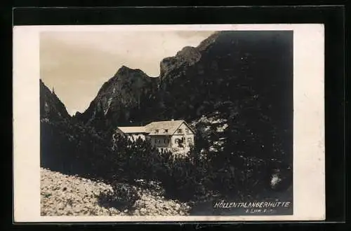 AK Höllentalhütte, Berghütte gegen Hupfleitenjoch
