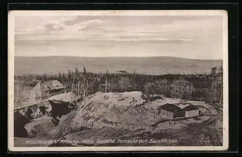 AK Wilisch-Baude, Berghütte b. Kreischa, Fernsicht vom Basaltfelsen