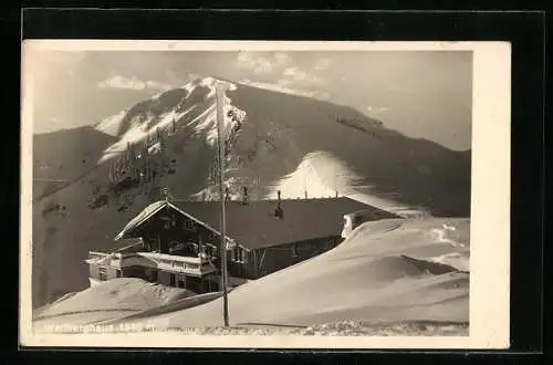 AK Wallberghaus, Berghütte im Winter