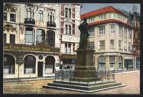 AK Essen /Ruhr, Krupp-Denkmal am Markt