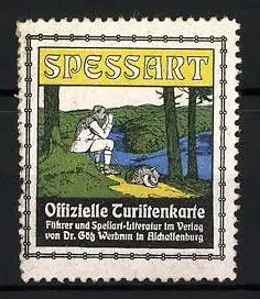 Reklamemarke Spessart, Offizielle Turistenkarte, Führer und Spessart-Literatur Verlag Dr. Götz Werbrun, Aschaffenburg