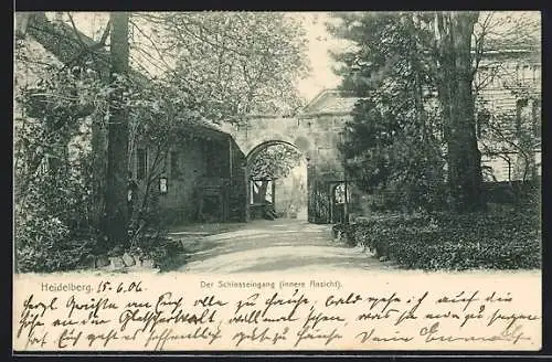 AK Heidelberg, Der Schloss-Eingang (innere Ansicht)