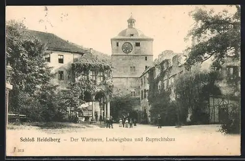 AK Heidelberg, Schloss mit Wartturm, Ludwigsbau und Ruprechtsbau