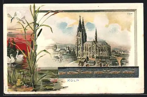 Künstler-AK Köln a. Rh. Blick zum Dom