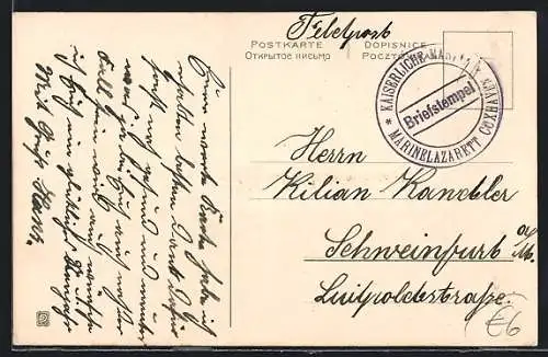 AK Lazarettstempel Cuxhaven, Marinelazarett, Kaiserliche Marine, Briefstempel