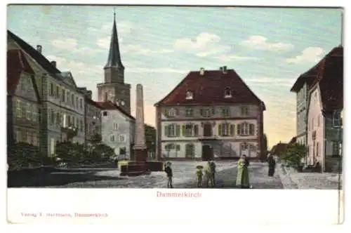 Relief-AK Dammerkirch, Marktplatz mit Denkmal