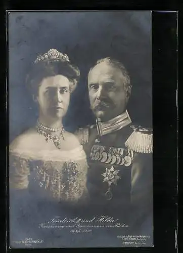 AK Grossherzogspaar Friedrich und Hilda von Baden, Portrait