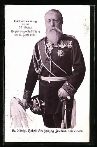 AK Grossherzog Friedrich von Baden, 50 jähriges Regierungsjubiläum am 24.4.1902