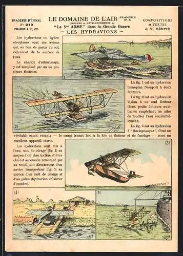 Künstler-AK Französische Wasserflugzeuge bei Start und Landung