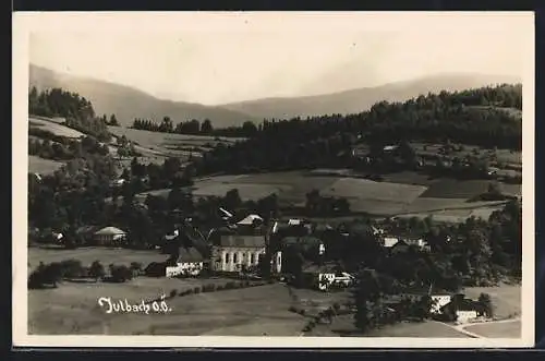 AK Julbach, Gesamtansicht mit Fernblick aus der Vogelschau