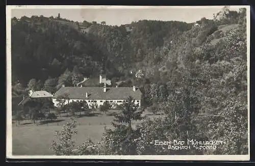 AK Mühllacken bei Aschach /Donau, Eisen-Bad Mühllacken aus der Vogelschau