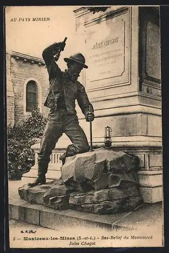 AK Montceau-les-Mines, Bas-Relief du Monument Jules Chagot