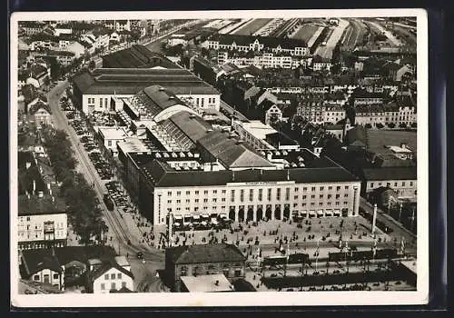 AK Basel, Mustermesse 1942, Ausstellungsgelände vom Flugzeug aus