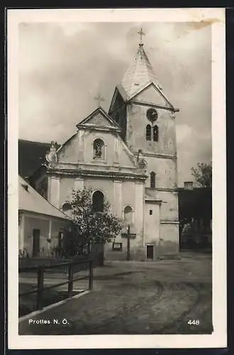 AK Prottes, Kirche mit Strasse