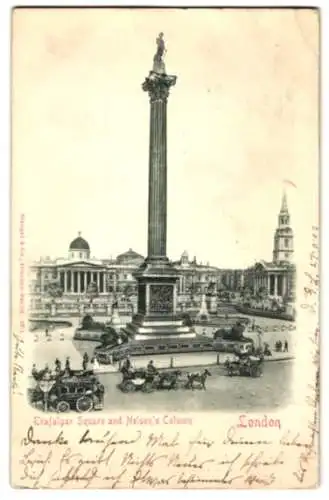 Relief-AK London, Trafalgar Square and Nelson`s Column