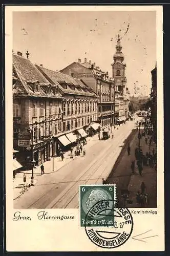 AK Graz, Strassenpartie in der Herrengasse