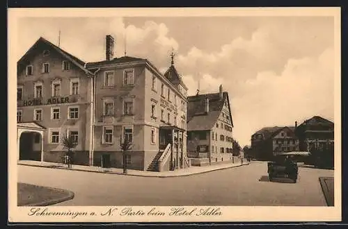 AK Schwenningen a. N., Hotel Adler mit Strassenpartie