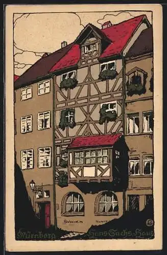 Steindruck-AK Nürnberg, Hans Sachs-Haus, Vorderansicht