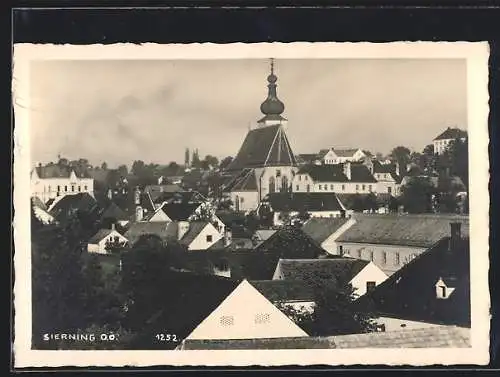 AK Sierning, Panorama über den Dächern, Kirche