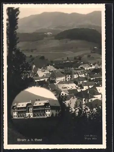 AK Weyer a. d. Enns, Ortsansicht und ein Gasthaus