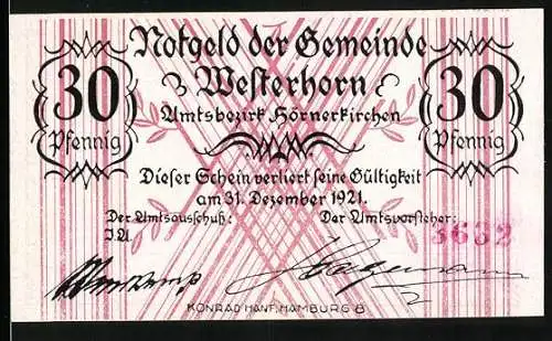 Notgeld Westerhorn 1921, 30 Pfennig, Blick auf das Meer