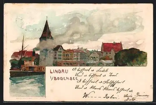 Künstler-AK Fritz Voellmy: Lindau, Partie am Bodensee