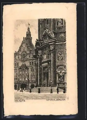 Künstler-AK Dresden, Hofkirche u. Georgstor