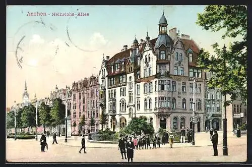 AK Aachen, Heinrich-Allee mit Passanten