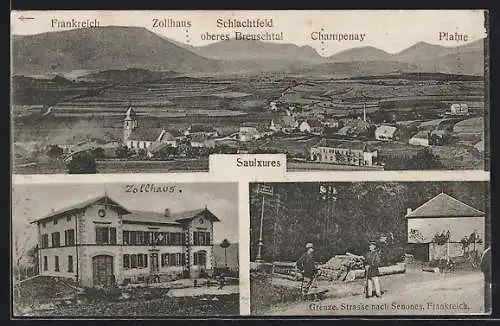 AK Saulxures, Zollhaus, Grenze, Strasse nach Senones, Schlachtfeld oberes Breuschtal