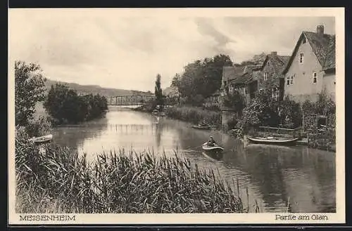 AK Meisenheim, Partie am Glan mit Booten