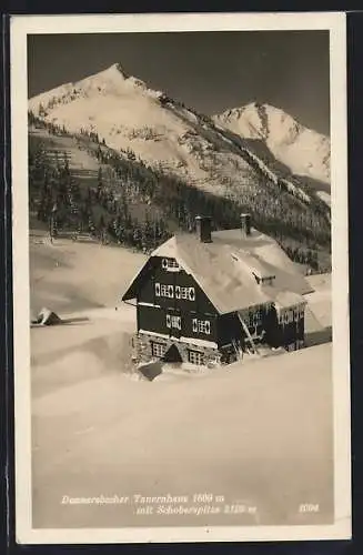 AK Donnersbach, Hotel Tauernhaus mit Schoberspitze im Winter